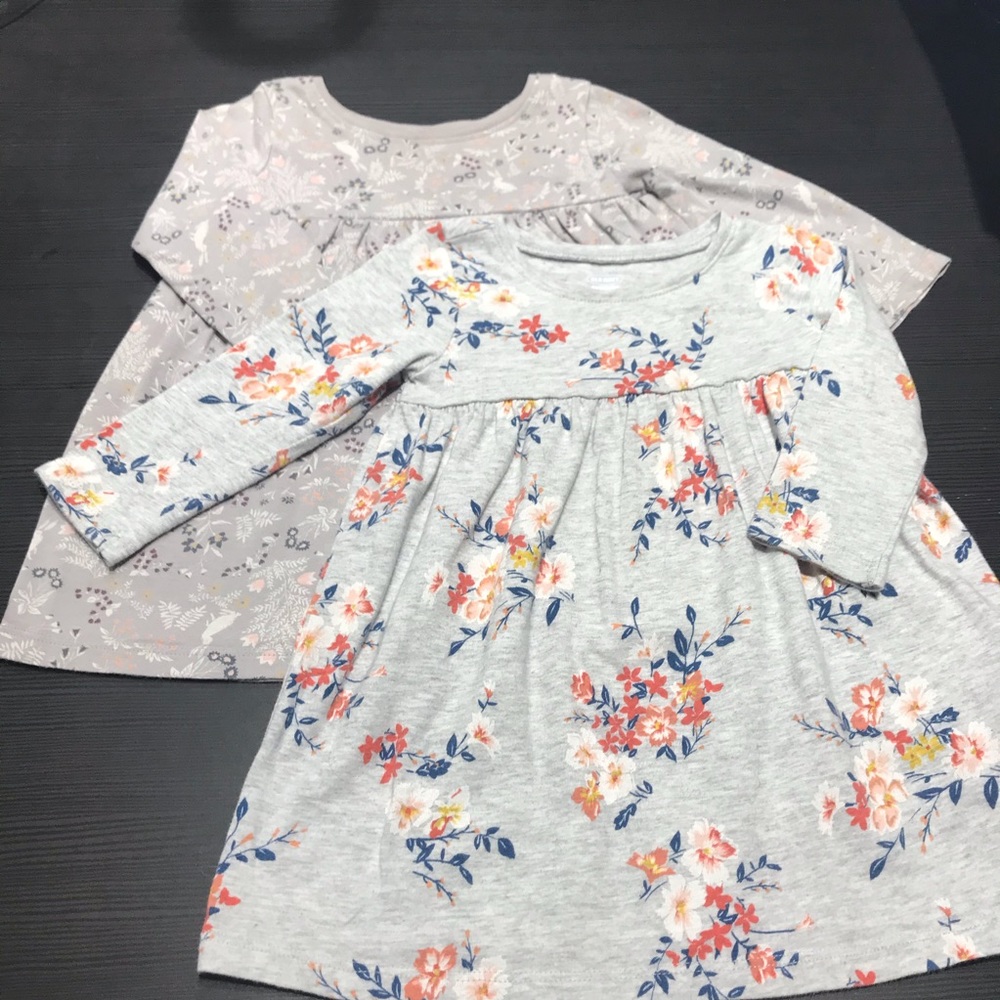 2 Old Navy Grey Floral Dresses 6-12M